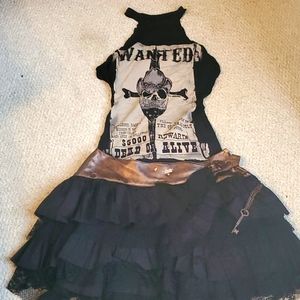 Lip Service Step In Time Wrap SteamPunk Skirt Lg